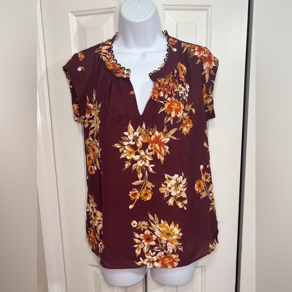 Daniel Rainn Burgundy Floral Blouse | Size PXS | NWT - Picture 13 of 13